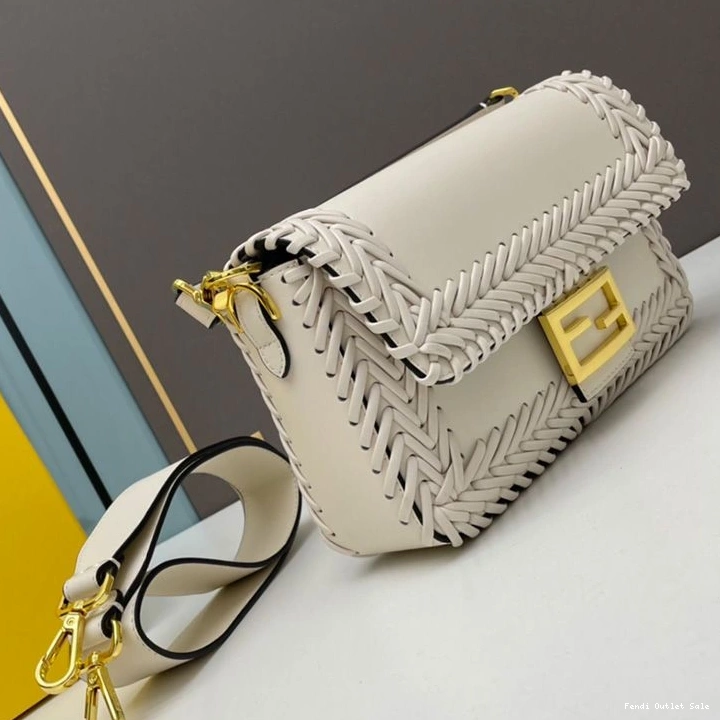 Cheap In Baguette Medium Stitching Bag Fendi Leather White 0816